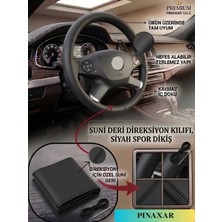 PINAXAR Alfa Romeo Için Uyumlu Siyah Spor Dikiş Suni Deri Direksiyon Kılıfı (Dikmeli)