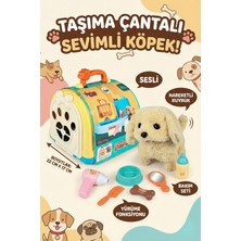 Craftivio Taşıma Çantalı Sesli ve Yürüyen Peluş Oyuncak Köpek Evcil Hayvan Bakım Veteriner Seti