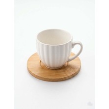 altabi Bambu Tabaklı Porselen Kahve Takımı – 6 Kişilik