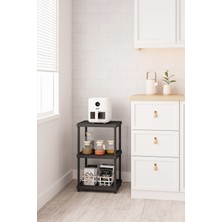 Urlove Siyah 3 Katlı 33X40 Ekstra Geniş Düzenleyici Mutfak ve Banyo Rafı Sehpa