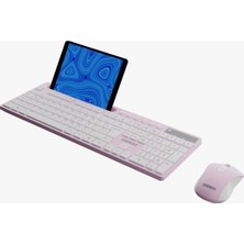 TeknoBeyza Everest Tablet/telefon Standlı Multimedya Kablosuz Klavye Fare Seti - Pembe