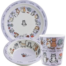 Tyrrell Katz Melamin Mama Tabağı, Kasesi ve Alıştırma Bardağı-Cats