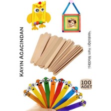 General Steril Ahşap Boyanabilir Oyun Çubukları 100 Adet  Pürüzsüz Dokulu  Dayanıklı 14 cm