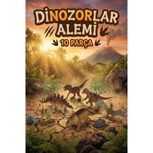 Craftivio Vardem 10 Parça Gerçekçi Dinozorlar Alemi Figür Oyuncak Seti - Aksesuarlı Poşetli Dinazor Seti