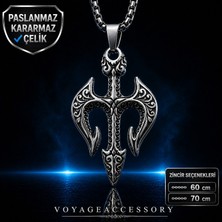 Voyage Accessory Paslanmaz Çelik Mitolojik Poseidon Trident Üçlü Mızrak Kolye