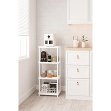 Urlove Beyaz 4 Katlı 33X40 Ekstra Geniş Düzenleyici Mutfak Banyo ve Kiler Rafı