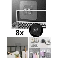 Mucit Home 8 Adet Demir Askısı Yedek Aparatı Kendinden Yapışkanlı Askı,sepet Tutucu Şeffaf Duvar Askısı