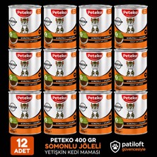 Peteko Kedi Konserve Yaş Maması Somonlu Jöleli , Parça Etli 400 gr * 12 Adet