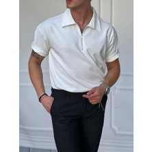 Modefendicom Ince Fitilli Yüksek Kalite Fermuar Detaylı Oversize Tshırt