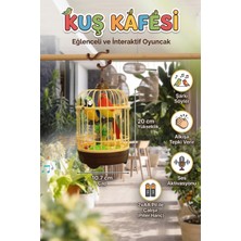 Craftivio Sese Duyarlı Şarkı Söyleyen Interaktif Kuş Kafesi Oyuncak - Pilli ve Hareketli 2’li Kuş Seti