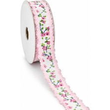 Bidoluhobi Saten Kenarlı Çiçek Kurdele 2 cm