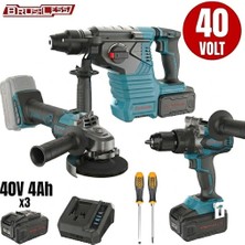 Kayasan Catpower 4425 4432 4411 3 Makina 1 Şarj Aleti  3 Akü 40 Volt 4.0 Ah Düz Yıldız Tornavida