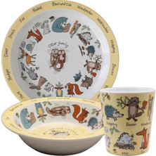 Tyrrell Katz Melamin Mama Tabağı, Kasesi ve Alıştırma Bardağı- Woodland