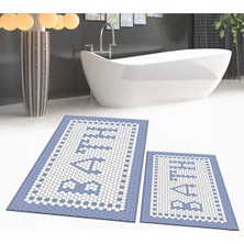PremiumPort Yıkanabilir Dijital Baskılı Kaymaz Taban Ikili Banyo Paspas Takımı