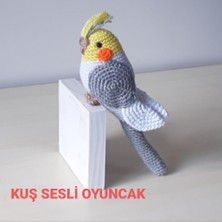 Nildamigurumi Amigurumi Oyuncak Kuş Gri Beyaz Sultan Papağan Sesli