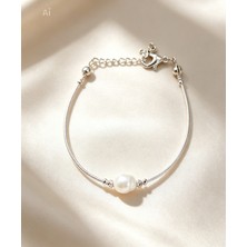 Derin's Design Art Gümüş Kaplama Doğal Incili Zarif Bileklik