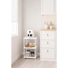 Urlove Beyaz 3 Katlı 33X40 Ekstra Geniş Düzenleyici Mutfak ve Banyo Rafı Sehpa