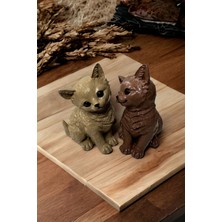Özgürce Sevimli Kedi Figürlü Dekoratif Aksesuar Çift Seti