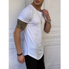 Modefendicom Slim Fit Oval Kesim Pamuk Basic Tshırt