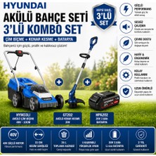 Hyundai Akülü Bahçe Seti 40V Çim Biçme + 20V Kenar Kesme + 2.0AH Batarya Profesyonel Set
