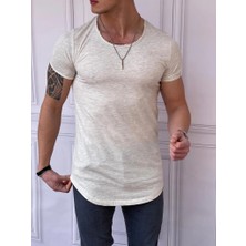 Modefendicom Slim Fit Oval Kesim Pamuk Basic Tshırt