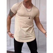 Modefendicom Slim Fit Oval Kesim Pamuk Basic Tshırt