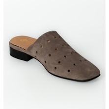 E.R.S Air Comfort Vizon Süet Hakiki Deri Delikli Kare Burunlu Sabo Terlik