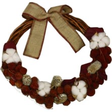 Özgürce Yılbaşı Temalı Kırmızı Pamuklu Kapı Süsü 35CM, Şık ve Sıcak Dekorasyon