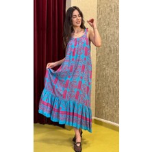 Leilaa Halter Yaka Pamuk Maxi Elbise