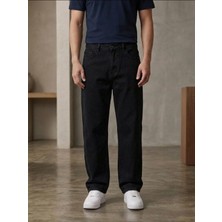 Modamesto Erkek Siyah Baggy Fit Geniş Kesim Jean Pantolon
