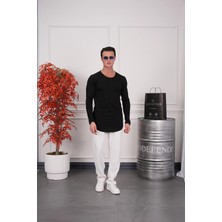 Modefendicom Slim Fit Oval Kesim Uzun Kollu Pamuk Basic Tshırt