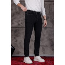 Modamesto Erkek Antrasit Slim Fit Likralı Dar Paça Lazerli Kot Pantolon