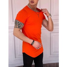 Modefendicom Slim Fit Oval Kesim Pamuk Basic Tshırt