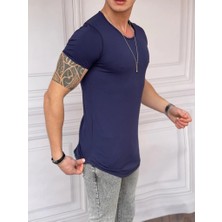 Modefendicom Slim Fit Oval Kesim Pamuk Basic Tshırt