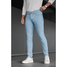 Ser Joven Erkek Buz Mavi Slim Fit Likralı Jean Pantolon