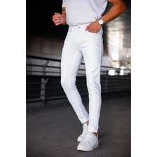 Ser Joven Erkek Beyaz Slim Fit Likralı Jean Pantolon