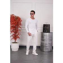 Modefendicom Slim Fit Oval Kesim Uzun Kollu Pamuk Basic Tshırt