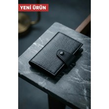 Vanilla Collection Isim Baskılı Hakiki Deri Çıtçıtlı Akordiyon Kartlık & Cüzdan & Portföy Siyah