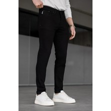 Modamesto Erkek Siyah Slim Fit Likralı Jean Pantolon