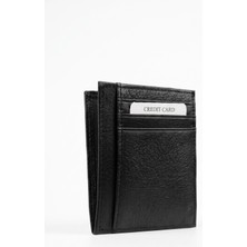 Vanilla Collection Hakiki Deri Kartlık Cüzdan Portföy Isim Baskılı Ince & Minimal & Modern Siyah