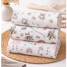 Childmechild Çok Amaçlı Müslin Örtü&battaniye 3'lü Set %100 Pamuk 80X90 cm