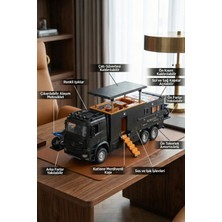 Craftivio Metal Çek Bırak Karavan Kamyon - Sesli Işıklı, Açılabilir Tavanlı ve Motosikletli Kamp Aracı (23CM)