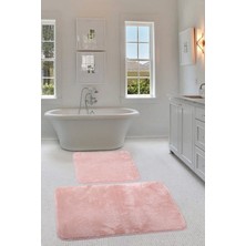 PremiumPort Yumuşak Peluş Banyo Paspası Çiftli Set, Kaymaz Taban, Modern Tasarım