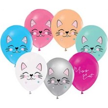 Keskin Sound Mıss Cat Baskılı Pastel Renk Balon 100 Lü