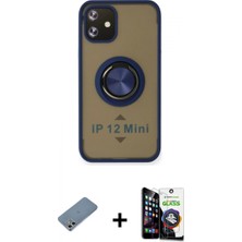 Marsilyan™- iPhone 12 Mini Kılıf Yörünge Çizgi - Şeffaf Temperli Cam Ekran Koruyucu + Gümüş Shine Kamera Lens Koruma Cam