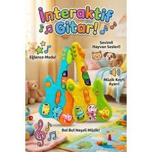 Craftivio Interaktif Eğitici Bebek Gitarı - Hayvan Sesli, Işıklı ve 4 Modlu Müzikli Oyuncak