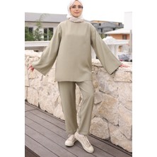 İmaj Butik Açık Haki Ispanyol Kol Tunik Pantolonlu Takım