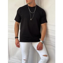Modefendicom Pamuk Likra Yırtmaç Detaylı 2 Iplik Oversize Tshirt