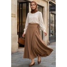 İmaj Butik Vizon Yan Bağlama Detaylı Dabıl Etek
