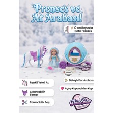 Craftivio Kış Prensesi ve At Arabası Oyuncak Seti - 10 cm Bebek, Renkli Yeleli At ve Tarak Aksesuarlı